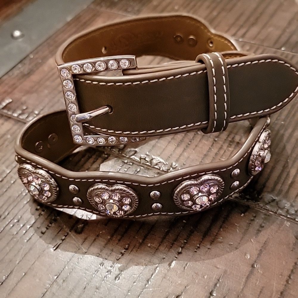 Nocona western scalloped heart youth belt size 24 brown pink N4427044 *